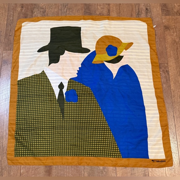 Valentino Square Scarf 33” Man & Woman 1920’s Made In Italy - Picture 3 of 12